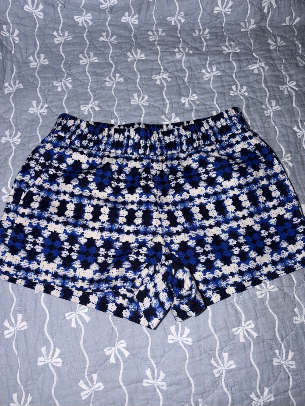 J. Crew Blue and White Patterned Linen Shorts